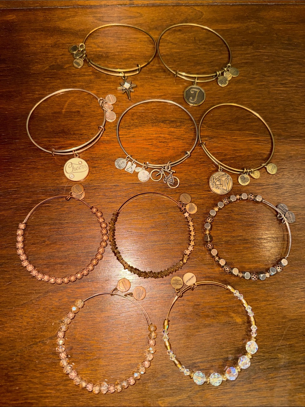 Alex and Ani Mixed Metal and Crystal Charm Bracelet Set — Gold and Silver